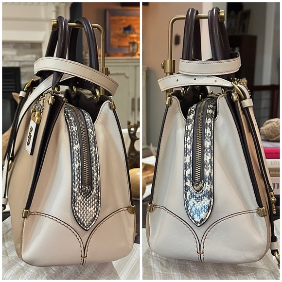 COACH 1941 Mason Carryall Colorblock Satchel in Beechwood w/Snakeskin Detail - Picture 5 of 16